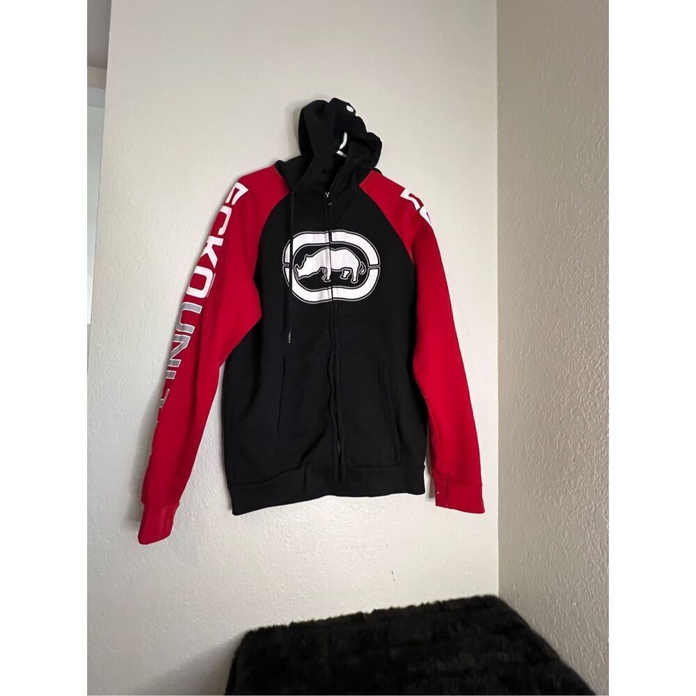 Vintage y2k Men's Ecko Full-Zip Polyester Fleece‎ Hoodie L